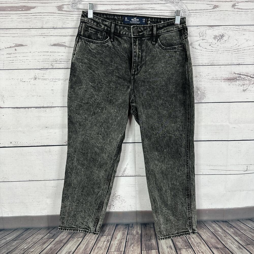 Hollister Jeans Womens 29 Black Curvy High Rise Mom‎ 90s y2k Retro Stretch